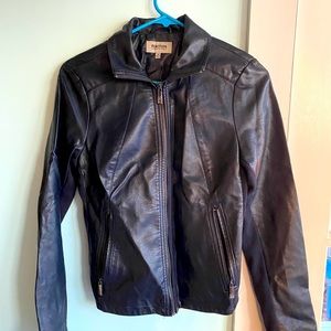 Navy blue leather jacket